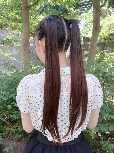 ━ 𝐡𝐚𝐳𝐞𝐥 ☻ Japanese Pigtails, Japanese Ponytail Hairstyles, Twintail Hairstyles, Pigtails Hairstyle, Hair Tail, Girl Hairdos, Teenage Hairstyles, Hair Flow, Pigtail Hairstyles