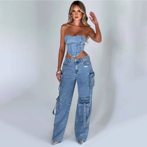 🎃Halloween Deals at Fikafuntimes! Shop Your New Looks & Enjoy Free Shipping Worldwide+Get -12%! Use Code: Hal31 (from $59.99).

😍 Selling Out Fast So Be Quick! 
Low Waist Multipocket Cargo Pants & Laced Back Tube Top Denim Set 

#womensfashion #mensfashion #womenswear #Halloweendeals #menswear #bestoufits #bestfashion #trendyoutfits #holidayfashion #fikafuntimes #activewear #outerwear #loungewear #fallfashion #fashionviral Stylish Denim Outfits, Stitching Jeans, Slim Tank Top, Style Wide Leg Pants, Denim Set, Looks Jeans, Pocket Stitching, Denim Outfits, Low Waist Jeans