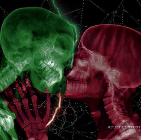 red skeleton and green skeleton aesthetic love dark grunge kissing Colourful Grunge Aesthetic, Red And Green Asthetics, Spotify Playlist Covers Aesthetic Dark Grunge, Green Blue And Red Aesthetic, Purple Black Red Aesthetic, Green Aesthetic Spotify Covers, Black Red Green Aesthetic, Red And Green Aesthetic Dark, Red And Green Wallpaper Aesthetic