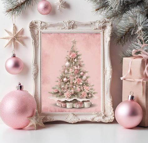 🎀 This is such a beautiful shabby chic Christmas tree, available for instant digital download in PDF formats. Product Details: 3 sizes:  16 x 20 inches. With the 16 x 20 format you can also print 12 x 15 inches 8 x 10  inches  12 x 12 inches. With the 12 x 12 format you can also print 10x10 and 8 x 8 inches 🎀 If you need a different dimension please send me a message.  Resolution: High-quality for printing The high-quality resolution guarantees a crisp and clear print, capturing all the intric Shabby Chic Weihnachten, Christmas Tree Wall Art, Shabby Chic Christmas Tree, Shabby Chic Fall, Christmas Tree Wall, Pink Christmas Decorations, Wall Art Pink, Shabby Chic Christmas, Shabby Chic Pink