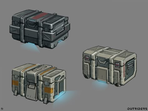 Loot Box Concept, Metal Box Design, Machine Reference, Prop Box, Sci Fi Props, Cargo Container, Visual Library, Tool Case, Game Concept Art