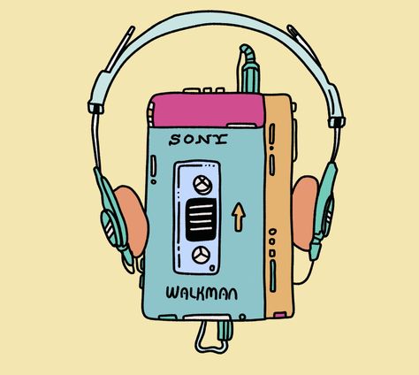 Old sony walkman player illustrated and with animation Walkman Drawing, Walkman Illustration, Animated Illustration, Sony Walkman, Cartoon Animation Drawing, Art Challenge, Sticker Pack, Animated Movies, Art Videos