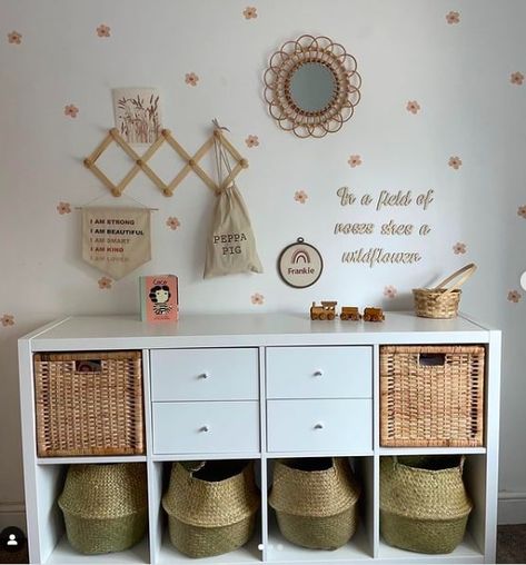 Kallax Kids Room, Toddler Bedroom Sets, Boho Girls Room, Kids Clothes Storage, She's A Wildflower, Field Of Roses, Ikea Kallax Hack, Ikea Nursery, Baby Deco