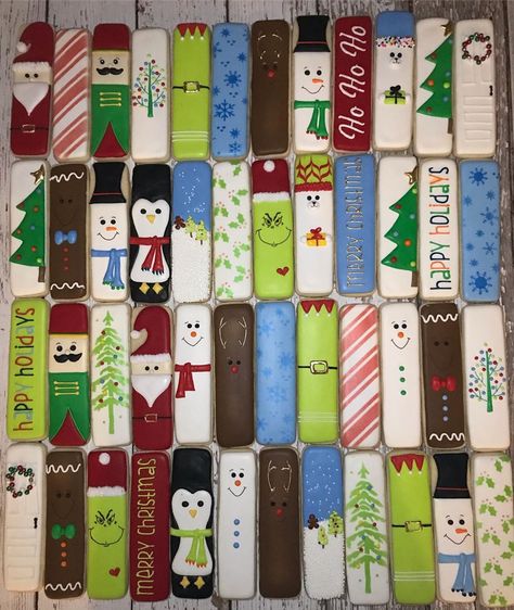 Cookie Sticks Decorated, Christmas Cookie Sticks, Stick Cookies, Cookie Decorating Icing, Cookie Sticks, Sugar Cookie Royal Icing, Sugar Cookie Designs, Christmas Sugar Cookies, Christmas Cookies Decorated