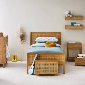 Sumbawa Single/ Day Bed. PRE ORDER NOW. | Google Shopping Single Day Bed, Girls Dream Bedroom, Diy Kids Bed, Rattan Webbing, Kids Single Beds, Adairs Kids, Rattan Bed, Single Bed Frame, New Bed