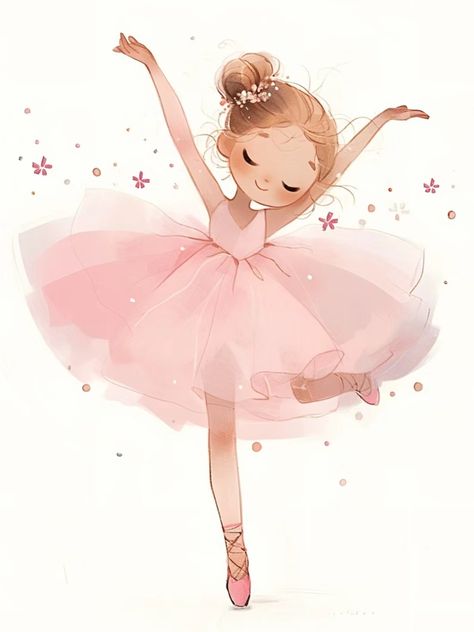 Ballerina Cartoon, Ballet Clipart, Ballerina Clipart, Little Ballerina, Cute Cartoon Drawings, Girly Art, Whimsical Art, Cute Illustration, Cute Cartoon Wallpapers