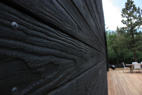 Colorado Guest House - Delta Millworks - Austin Texas Japanese Exterior, Burn Wood, Interior Cladding, Stone Wall Design, Charred Wood, Sugi Ban, Burnt Wood, Shou Sugi Ban, Wood Cladding