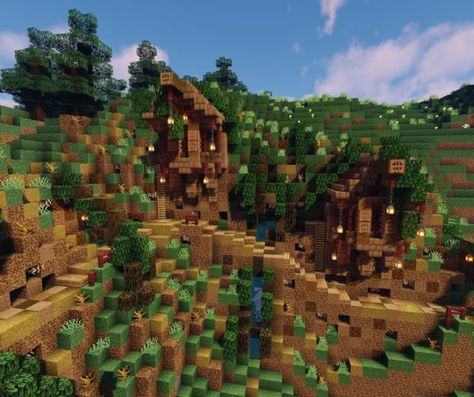 Cliffside House Minecraft, Minecraft Dirt House, Minecraft Cliffside, Minecraft Cliffside House, Cliffside House, Minecraft House Ideas, Waking Up In The Morning, Base Ideas, Mud House