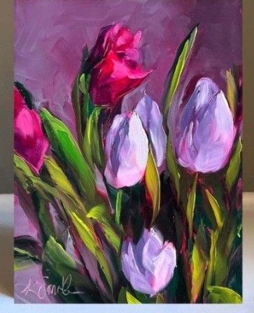 How To Paint Tulips, Tulip Paintings, Tulips Oil Painting, Tulip Art, Kim Smith, 얼굴 드로잉, Tulip Painting, Tulips Art, Small Canvas Paintings