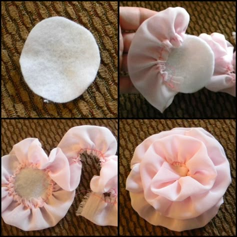 Net Flowers, Flower Bows, Diy Fleur, Making Fabric Flowers, Diy Flores, Headband Tutorial, Fabric Flower Brooch, Fabric Flower Tutorial, Handmade Flowers Fabric