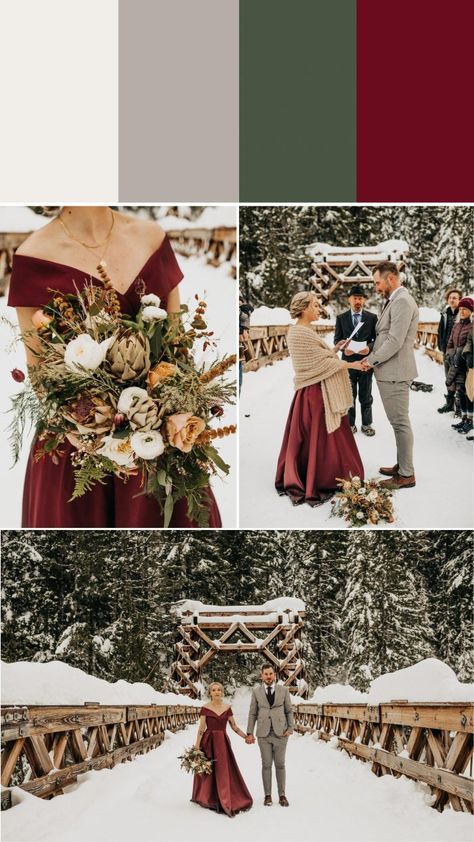 7 Palette Ideas for Winter Wedding Colors | Junebug Weddings Wedding Color Schemes Gold, Wedding Colors Winter, February Wedding Colors, January Wedding Colors, December Wedding Colors, November Wedding Colors, Wedding Color Schemes Winter, Winter Wedding Red, Winter Wedding Color Palette