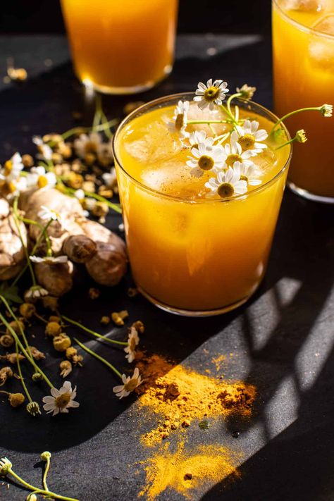 Ginger Honey Lemon, Photo Food, Mango Juice, Half Baked Harvest, Chamomile Tea, Mocktail Recipe, Polenta, Cayenne, Mocktails