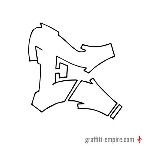 E Graffiti Letter in Simple Style done with pencil on paper and 0.5 Multi Liner Copic marker from Graffiti EMpire. E In Graffiti, Easy Graffiti Letters, Graffiti Letter E, Graffiti Lettering Alphabet, Graffiti Wildstyle, Graffiti Art Letters, Graffiti Fonts, Graffiti Text, Graffiti Letters