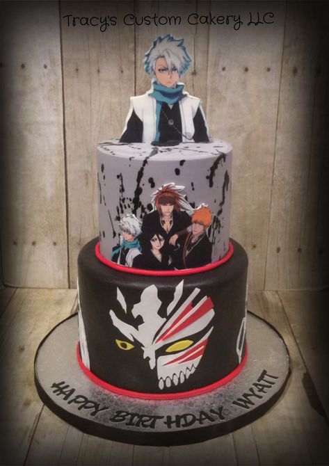 Hunter X Hunter Birthday Cake, Bleach Anime Cake, Bleach Anime Cake Ideas, Itachi Birthday Cake, Anime Theme Cake, Anime Cake Ideas, Bleach Anime Birthday Cake, Anime Birthday Cake Ideas, Anime Birthday Cake Ideas Demon Slayer