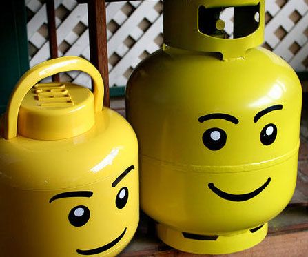 Propane Tank Art, Gas Tank Paint, Propane Tank Cover, Lego Head, Scuba Tank, Tank Art, Dark Paint Colors, Garden Mural, Propane Grill