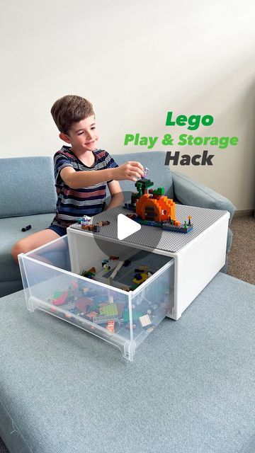 13K views · 1.2K likes | Jana - play, craft, DIY & playroom inspiration, UGC Creator on Instagram: "The Lego play table hack you all asked for is here 😍 It took me a little bit to find the right sized Lego baseplate to create the Lego version of my Duplo play table hack and I’m so happy I can share with you now 🥳  It’s just as simple and practical and perfect for at home or when you’re travelling. My eldest loves using it for when he’s building a new Lego set because he can pack everything inside the drawer when he wants to have a break, put it high up on a shelf and his little brother doesn’t get to destroy it. The storage drawer also fits a fair amount of Lego blocks so it’s a great option for storing your Lego in it.   All you need is a square storage drawer from @Kmartaus, some heavy Lego Storage Small Space, Lego Duplo Storage, Duplo Storage Ideas, Diy Lego Sorter, Under Bed Lego Tray, Duplo Storage, Lego Duplo Table, Storing Lego Instructions, Duplo Table