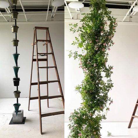 Floral Mechanics How To Make, Vertical Flower Arrangement, How To Hanging Floral Installation, How To Make A Hanging Floral Installation, Foam Free Floral Mechanics, Ladder Floral Installation, Flower Mechanics, Suspended Flower Installation, Aerial Floral Installation Wedding