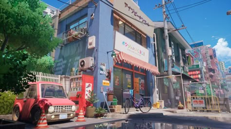 ArtStation - Stylized Japanese Streets City Games, Cartoon Font, Japan Street, Building Concept, City Background, Perspective Art, Aesthetic Japan, Animation Reference, Design Your Dream House