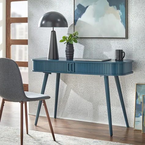 Simple Living Edie Desk - On Sale - Bed Bath & Beyond - 17128465 Lap Desk For Kids, Laptop Speakers, Cubby Shelves, Storage Cubby, Blue Desk, Mid Century Desk, Home Office Furniture Desk, Bed Desk, Office Furniture Desk