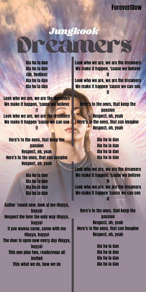 Dreamer Song Jungkook, Seven Jungkook Song Lyrics, Dreamers Jungkook Lyrics, Dreamers Lyrics, Bts All Songs List, Dreamers Jungkook, Dreamer Lyrics, Jungkook Dreamers, Jungkook Header