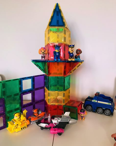 Paw Patrol CONNETIX Tower 🐾 Have you got some CONNETIX tiles? They are our most played with toy and they can be used in so many different ways! You can use SENSORY for discount when purchasing from @isaacs_treasures 🌈 Check out our previous posts to see how versatile CONNETIX are! #connetix #connetixtiles #connetixchallenge #connetixopenededplay #isaacstreasures #stem #stemeducation #stemchallenge #constructionplay #learningthroughplay #playinjuly #july_play #inspireourplaytoday #eyfsid... Connetix Tiles Storage, Magnet Tile Activities, Picasso Tiles Building Ideas, Magnatiles Printables Free, Magnetic Blocks Ideas, Magnatiles Ideas For Kids, Magnatiles Storage, Magnetic Tiles Ideas For Kids, Magnatiles Ideas