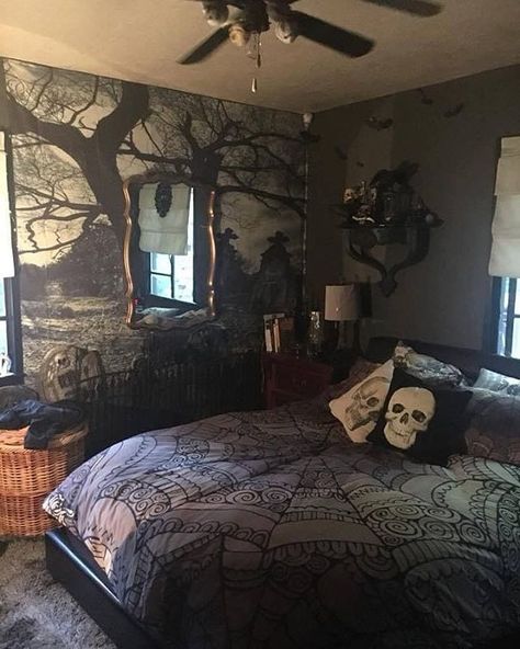 My future room🖤 449 《TAG A FRIEND》 #darkness #sweethouses  #house #wood #dark #goth #gothic #gothgirl #gothgoth #palegoth #gotham #gothim… Gothic Decor Bedroom, Goth Bedroom, Gothic Room, Gothic Bedroom, Dark Home Decor, Goth Home Decor, Faux Painting, Interior Bedroom, Style Deco