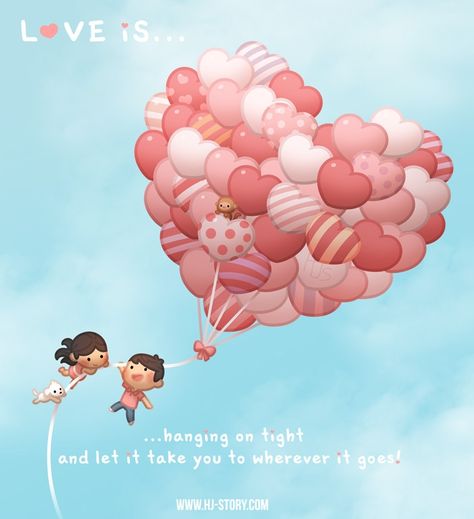 HJ-Story :: Love is… Hang on t… Draw Balloons, Memes About Relationships, Hj Story, Love Is Cartoon, Love Cartoon Couple, Marriage Couple, About Relationships, Cartoons Love, Go With The Flow