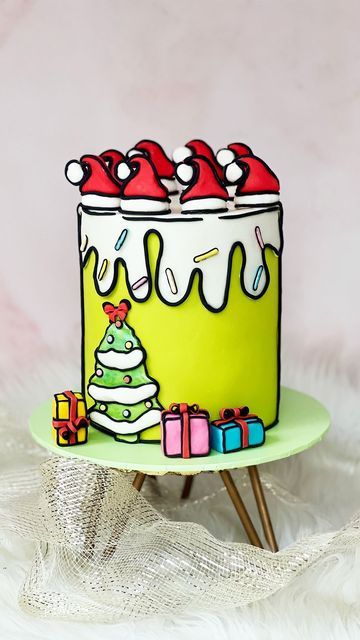 Cartoon Cake Christmas, Comic Christmas Cake, Cartoon Christmas Cake, Christmas Comic Cake, Fondant Christmas Cake Ideas, Gingerbread Cake Decoration, Christmas Cake Decorations Fondant, Christmas Cakes Ideas Decoration, Cartoon Cake Ideas