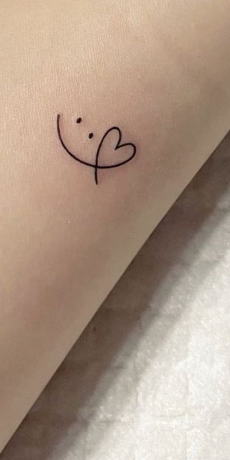 Smile Tatoos Ideas, Smile Tattoo Finger, Smile Face Tattoo, Smile Tattoos, Word Tattoo Ideas, Black Heart Tattoos, Minimal Tattoo Designs, Minimal Tattoo Ideas, Small Wave Tattoo