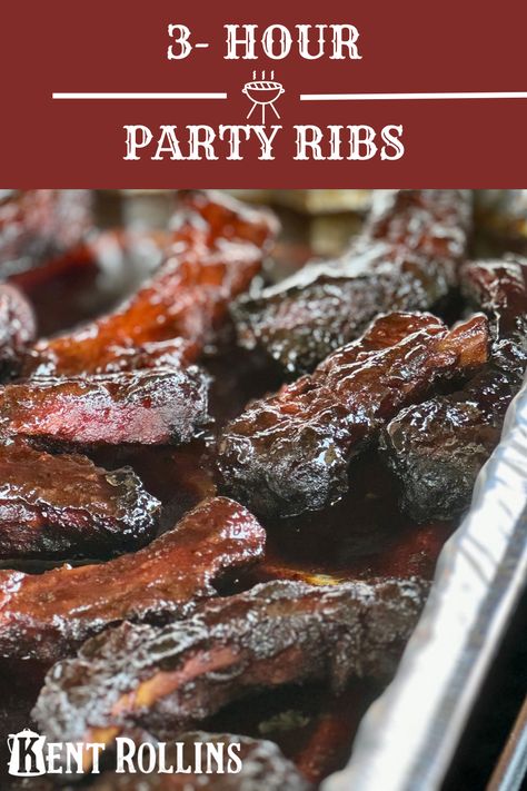 A tray of ribs with caramelized bbq sauce and just the right amount of char on 'em Smoked Rib Tips Recipe, Party Ribs, Smoked Baby Back Ribs, Fall Off The Bone Ribs, Sticky Pork Ribs, Bbq Meats, Grilling Recipes Pork, Easy Ribs, Kent Rollins