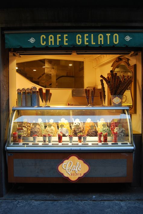 Cafe Gelato Rebrand by Sarah Rose Andrew, via Behance Gelato Bar Design, Italian Gelato Shop, Gelato Shop Design, Gelato Business, Gelato Design, Cafe Gelato, Ice Cafe, Coffee And Ice Cream, Ice Cream Station