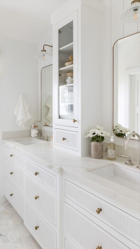 Bathroom Remodel: Splurge vs. Save - Mindy Gayer Design Co. Mindy Gayer Design, White Bathroom Vanity, Master Bath Vanity, Timeless Bathroom, Bathroom Cabinetry, Jack And Jill Bathroom, Master Bath Remodel, Classic Bathroom, White Vanity Bathroom