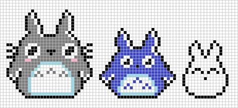 Totoro Graph, Cross Stitch Totoro, Totoro Cross Stitch Pattern, Rat Cross Stitch, Studio Ghibli Pixel Art, Studio Ghibli Cross Stitch, Totoro Cross Stitch, Totoro Pattern, Image Pixel Art