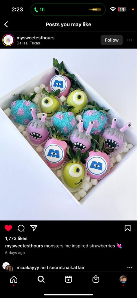 Monsters Inc Chocolate Strawberries, Dr Seuss Chocolate Covered Strawberries, Monsters Inc Strawberries, Monster Inc Strawberries, Covered Strawberries Bouquet, Chocolate Covered Desserts, Strawberries Bouquet, Strawberry Recipe, Chocolate Covered Strawberry Recipe