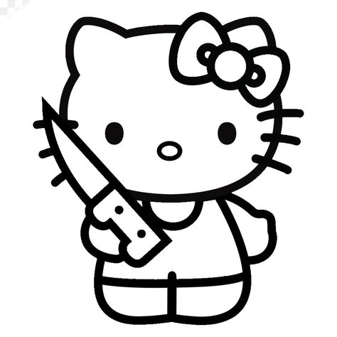 Knife Outline, Outline Coloring Pages, Hello Kitty Imagenes, Easy Disney Drawings, Y2k Hello Kitty, Hello Kitty Colouring Pages, Hello Kitty Printables, Hello Kitty Tattoos, Kitty Coloring