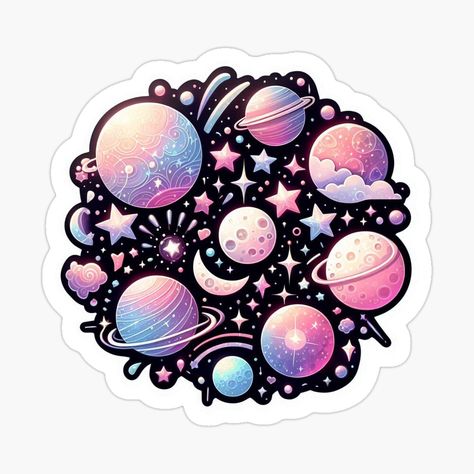 Get my art printed on awesome products. Support me at Redbubble #RBandME: https://www.redbubble.com/i/sticker/Cosmic-Dreams-5-by-creationmagical/163767645.EJUG5?asc=u Celestial Stickers, Universe Stickers, Planet Stickers, Sticker Collection, Glossier Stickers, Transparent Stickers, The Universe, Constellations, Cute Stickers