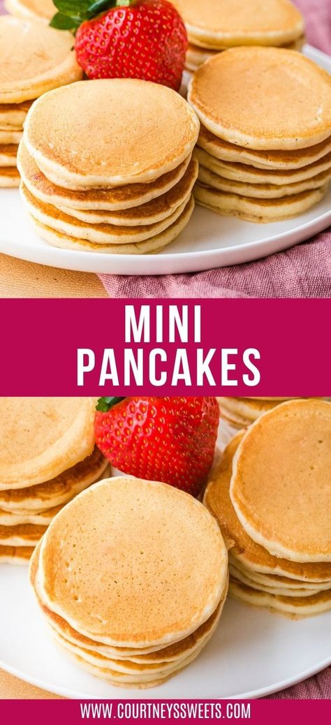 These Mini Pancakes are perfect for kids, kabobs, and breakfast boards. They're the perfect freezer pancake recipe to meal prep for a quick and easy breakfast. Pancake Freezer Recipe, Breakfast Meal Prep Pancakes, Meal Prep Toddler Breakfast, Easy Toddler Breakfast Ideas, Small Pancakes, Simple Breakfast Recipes, Breakfast Boards, Banana Chocolate Chip Pancakes, Dairy Free Pancakes