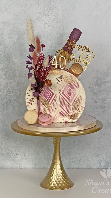 shanissweetart on Instagram: First cake of the Year! Trying out the sideways cake trend. Happy Birthday Amanda!! . . . #caketrend #birthdaycake #bohocake… Sideways Cake Ideas, Top Front Cake, 35th Birthday Ideas For Her Cake, 40 Birthday Cakes For Women, Sideways Cake, 40th Birthday Cake For Women, Arch Cake, Happy Birthday Amanda, 40th Cake