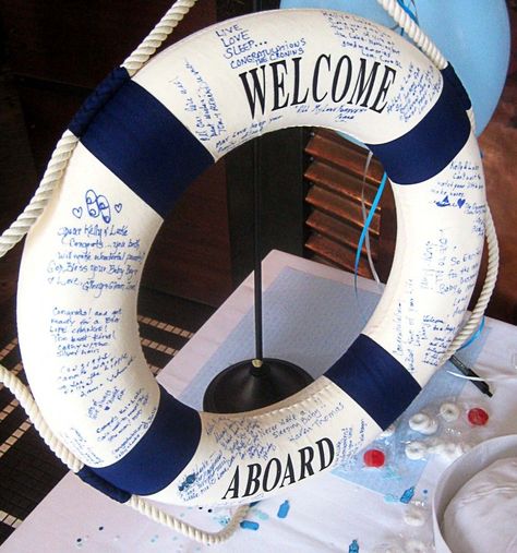 Decoration Theme Marin, Deco Theme Marin, Nautical Baby Shower Boy, Theme Bapteme, Nautical Bridal Showers, Bridal Shower Guest Book, Trendy Baby Shower Ideas, Baby Shower Invitaciones, Diy Shower