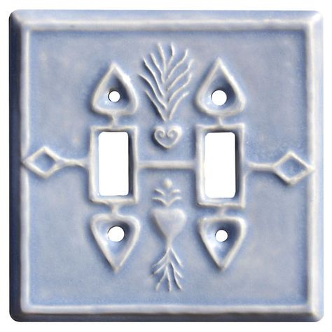 double toggle plate, light switch plate, light switch cover, handmade, unique, creative, decorative, unusual, light blue glaze Ceramic Light Switch, Light Plate Covers, Aqua Stone, Bathroom Redesign, Toggle Light Switch, Ceramic Light, Light Switch Plate, Light Switch Cover, Toggle Switch