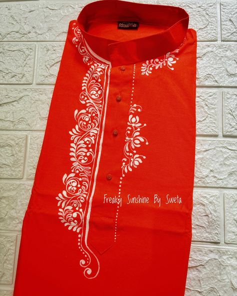 Neck Painting, Punjabi Design, Panjabi Design, Mandala Rangoli, Kolka Design, Paint Shirt, Fabric Paint Shirt, Cloth Painting, Churidar Neck