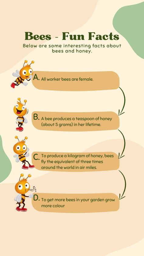 Bee Facts For Preschoolers, Tutoring Elementary, Bees Facts, Bee Facts For Kids, Bees Project, Facts About Honey, Facts About Bees, Fun Facts About Bees, Honey Facts