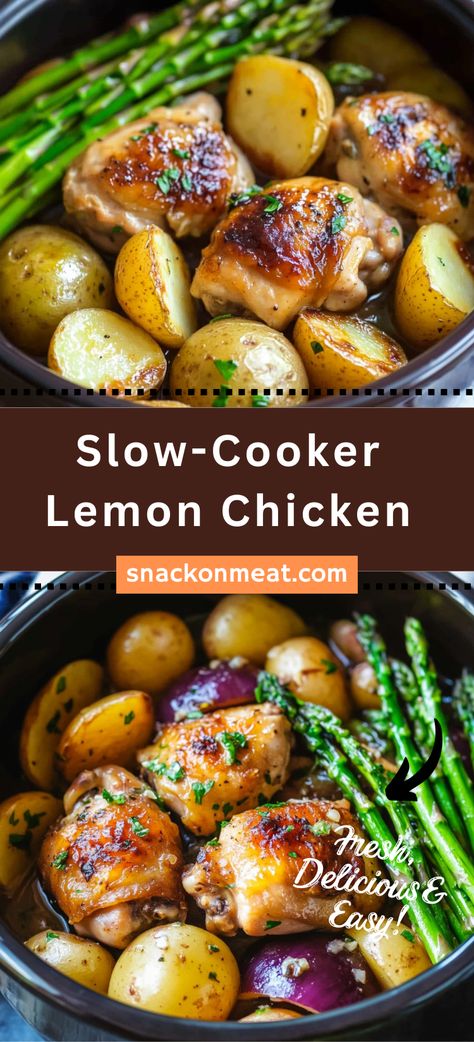 Slow-Cooker Lemon Chicken - Snack On Meat