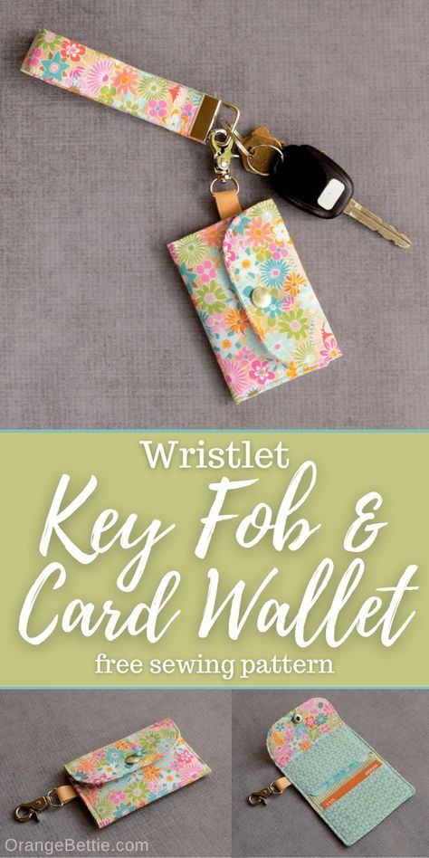 Wristlet Key Fob and Card Wallet - Free Sewing Pattern Card Wallet Sewing Pattern, Wallet Pattern Free, Card Wallet Pattern, Projek Menjahit, Wallet Sewing Pattern, Sew Wallet, Bag Sewing Patterns, Bag Sewing Pattern, Sewing Projects Free