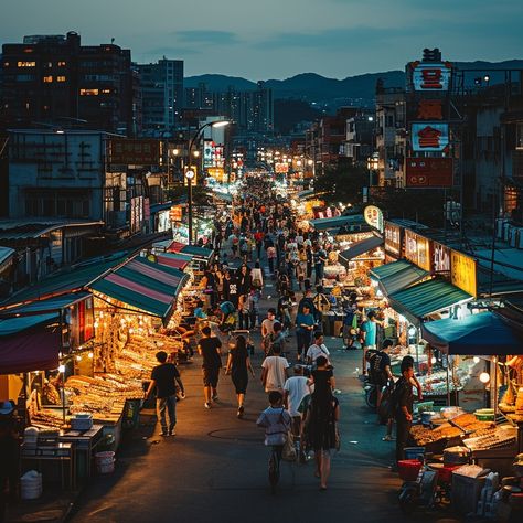 Bustling Night Market: An atmospheric evening scene captures the lively spirit of a busy #nightmarket in full swing. #night #market #people #shops #lanterns #aiart #aiphoto #stockcake ⬇️ Download and 📝 Prompt 👉 https://stockcake.com/i/bustling-night-market_162727_25080 Taiwanese Night Market, Vietnamese Night Market, Thai Night Market, Night Market Aesthetic, Busy Market, Music Silhouette, Iron Man Pictures, Man Pictures, Random Oc