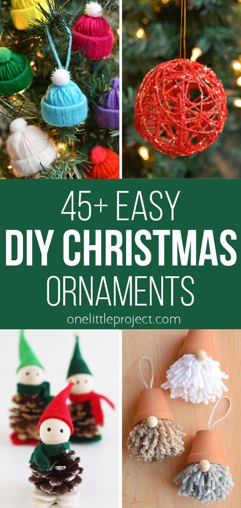 Winter Themed Crafts For Adults, Ornament Theme Ideas, Yarn Ornaments, Easy Diy Christmas Ornaments, Homemade Christmas Tree, Winter Projects, Kindergarten Gifts, Diy Christmas Ornaments Easy, Christmas Yarn