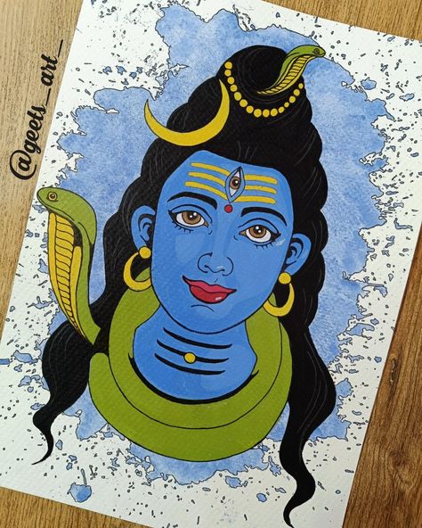 Shiv Ji Watercolor Painting, Cut Drawings, Spill Art, Events Poster, Buddhism Wallpaper, God Drawing, Painted Mirror Art, Durga Ji, Butterfly Art Drawing