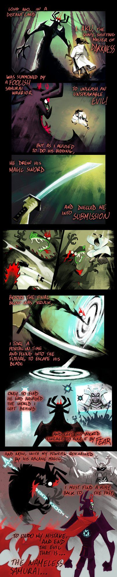 Samurai Jack Paladin Aku, Aku Samurai Jack Fanart, Samauri Jack, Samari Jack, Aku Samurai Jack, Samurai Jack Aku, The High Priestess, Samurai Artwork, Comic Layout