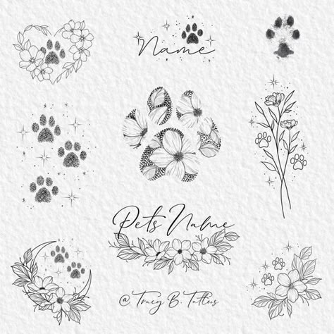 Pet Memorial Tattoo, Small Dog Tattoos, Tribute Tattoos, Dog Memorial Tattoos, Dog Paw Tattoo, Pawprint Tattoo, Dog Tattoo Ideas, Remembrance Tattoos, Paw Tattoo