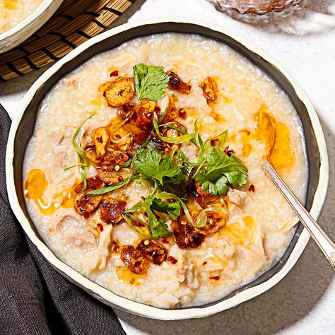 Easy Congee Recipe, Misfit Market, London Recipes, Congee Recipes, Chicken Congee, Garlicky Chicken, Congee Recipe, Misfits Market, Chicken Fresh